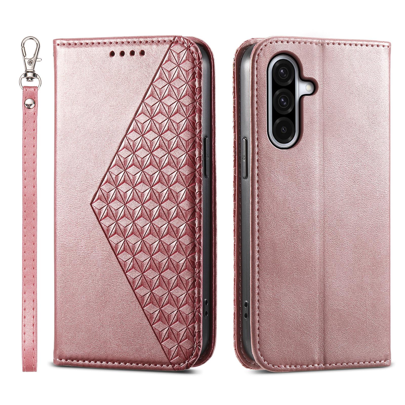 For Samsung Galaxy A17 5G Case Calf Texture PU Leather Wallet Phone Cover with Wrist Strap Rose Gold
For Samsung Galaxy A17 5G Case Calf Texture PU Leather Wallet Phone Cover with Wrist Strap Rose Gold