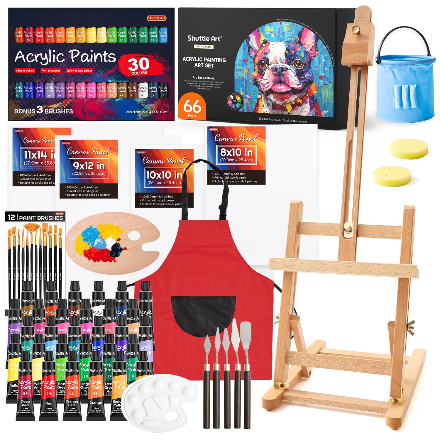 Shuttle Art Acrylic Paint Set of 66 30 Colors Paint Wooden Canvas Brush Washing Quick Water Easy to Coloring Art DIY Tall Suitable for School Present
Shuttle Art Acrylic Paint Set of 66 30 Colors Paint Wooden Canvas Brush Washing Quick Water Easy to Coloring Art DIY Tall Suitable for School Present