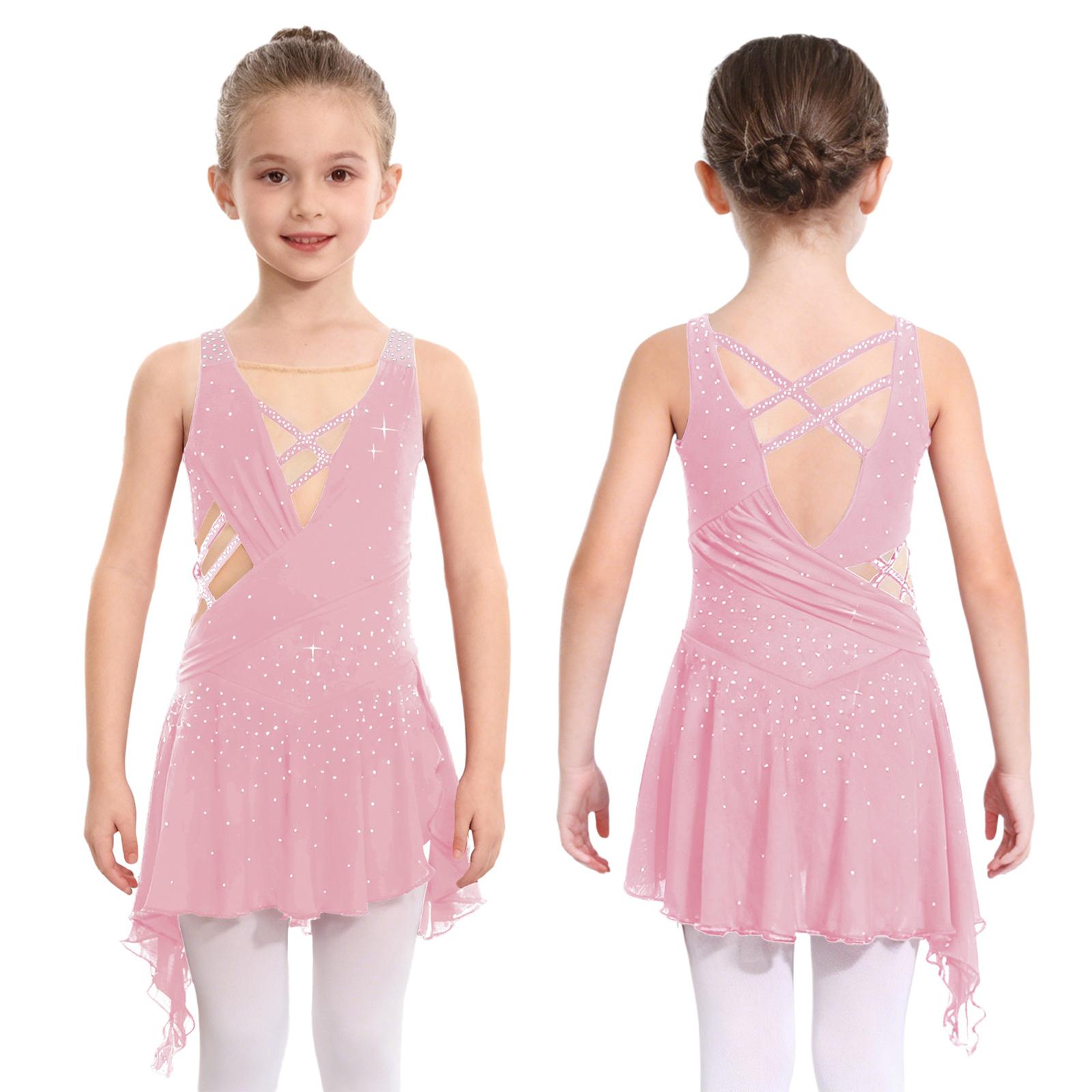 Kids Glitter Rhinestone Asymmetrical Hem Dress Sleeveless Mesh Patchwork Crisscross Back Side Slit for Dance Competition Performance 5-6 Years рожевий
Kids Glitter Rhinestone Asymmetrical Hem Dress Sleeveless Mesh Patchwork Crisscross Back Side Slit for Dance Competition Performance 5-6 Years рожевий
