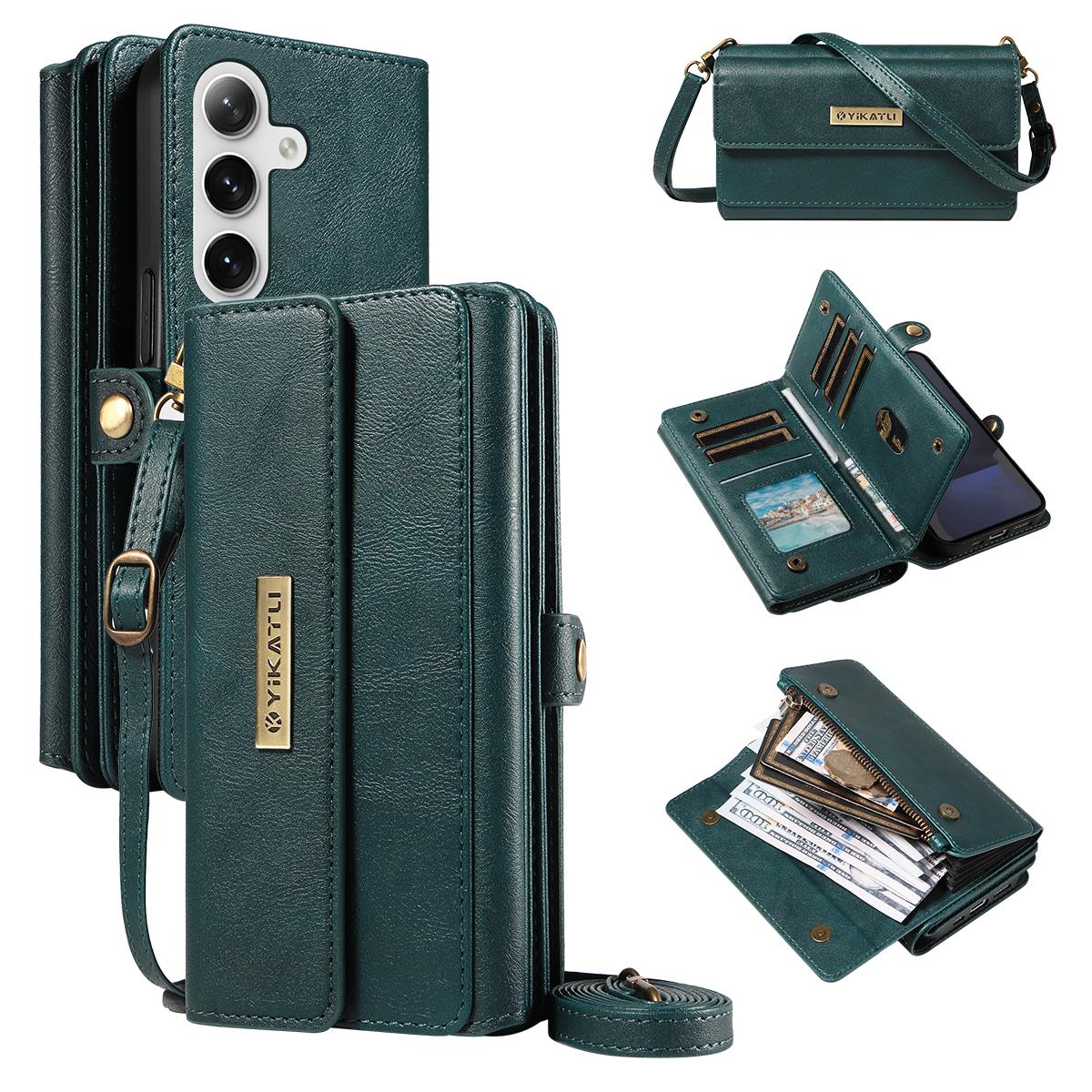 For Samsung Galaxy S24 FE Case YIKATU YK-008 Zipper Wallet Leather Phone Cover with Shoulder Strap Green
For Samsung Galaxy S24 FE Case YIKATU YK-008 Zipper Wallet Leather Phone Cover with Shoulder Strap Green