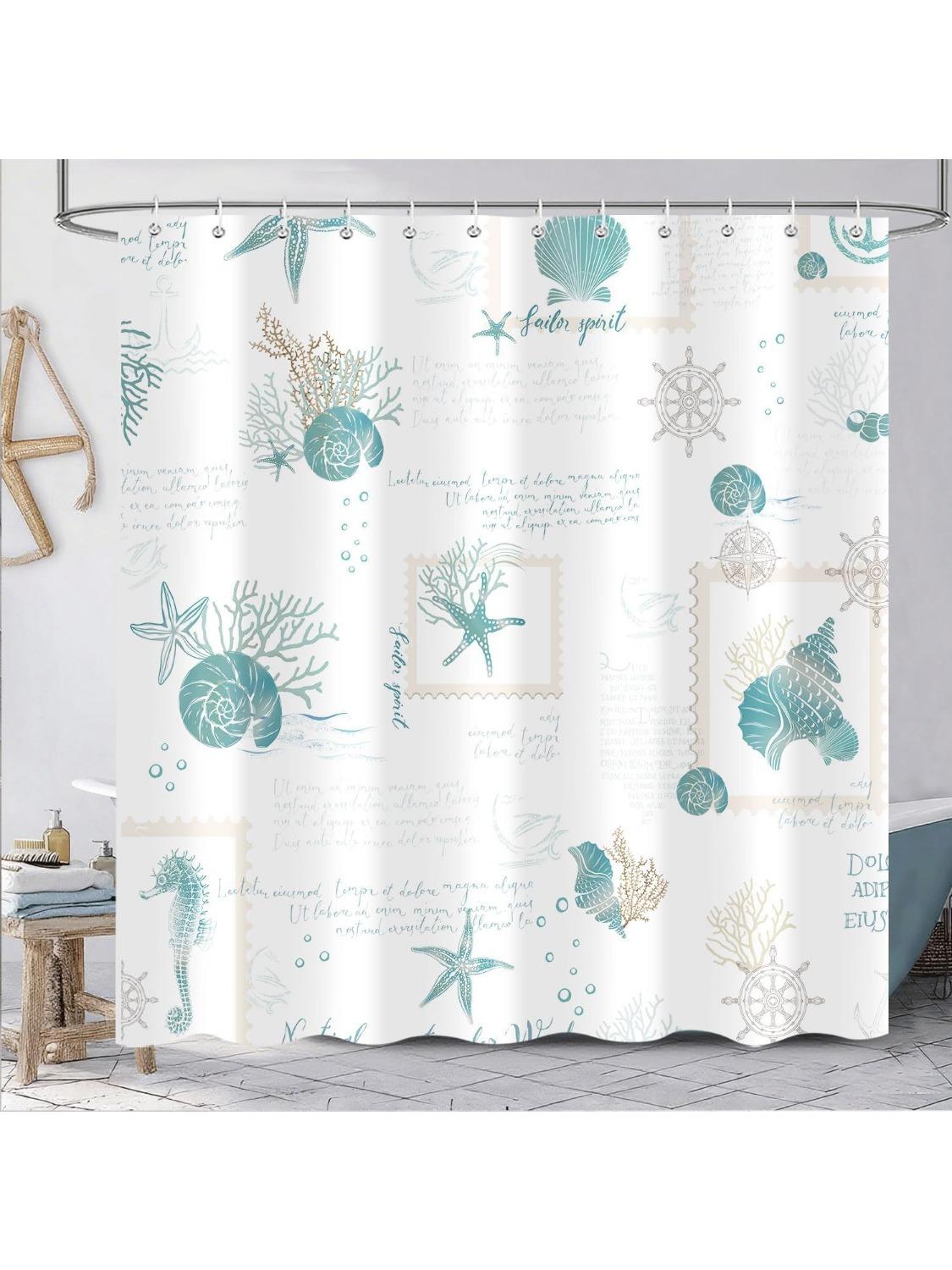Coastal Beach Seahorse Starfish Shower Curtain, Ocean Themed Scallop Nautical Beach Scene Seashell Shower Curtains For Bathroom W60H190(CM)-1 Pcs
Coastal Beach Seahorse Starfish Shower Curtain, Ocean Themed Scallop Nautical Beach Scene Seashell Shower Curtains For Bathroom W60H190(CM)-1 Pcs