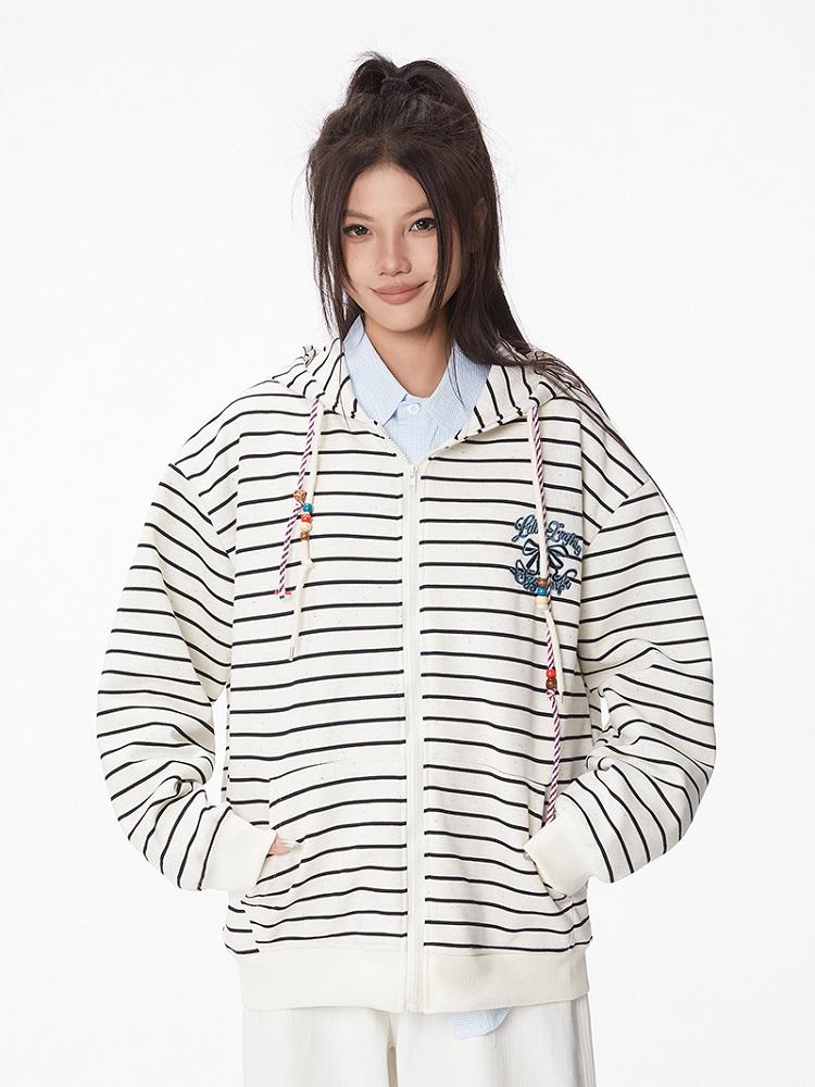 Винтажные худи оверсайз с капюшоном и молнией с длинными рукавами в полоску, повседневные свободные женские свитшоты для весны и осени M
Винтажные худи оверсайз с капюшоном и молнией с длинными рукавами в полоску, повседневные свободные женские свитшоты для весны и осени M