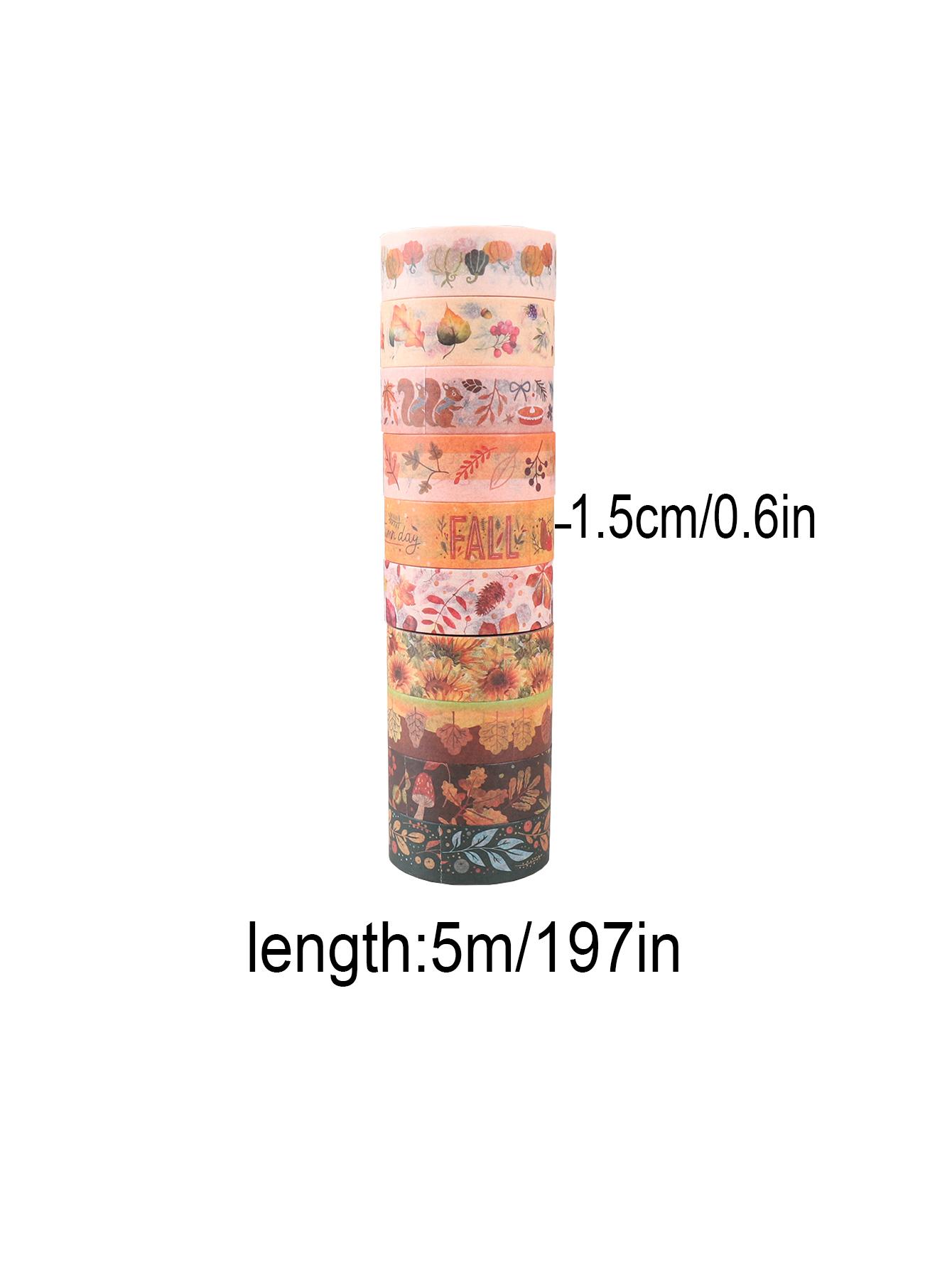 10 rolls of autumn washi tape, 15mm wide planner decorative tape, for scrapbooking and gift box packaging decoration
10 rolls of autumn washi tape, 15mm wide planner decorative tape, for scrapbooking and gift box packaging decoration