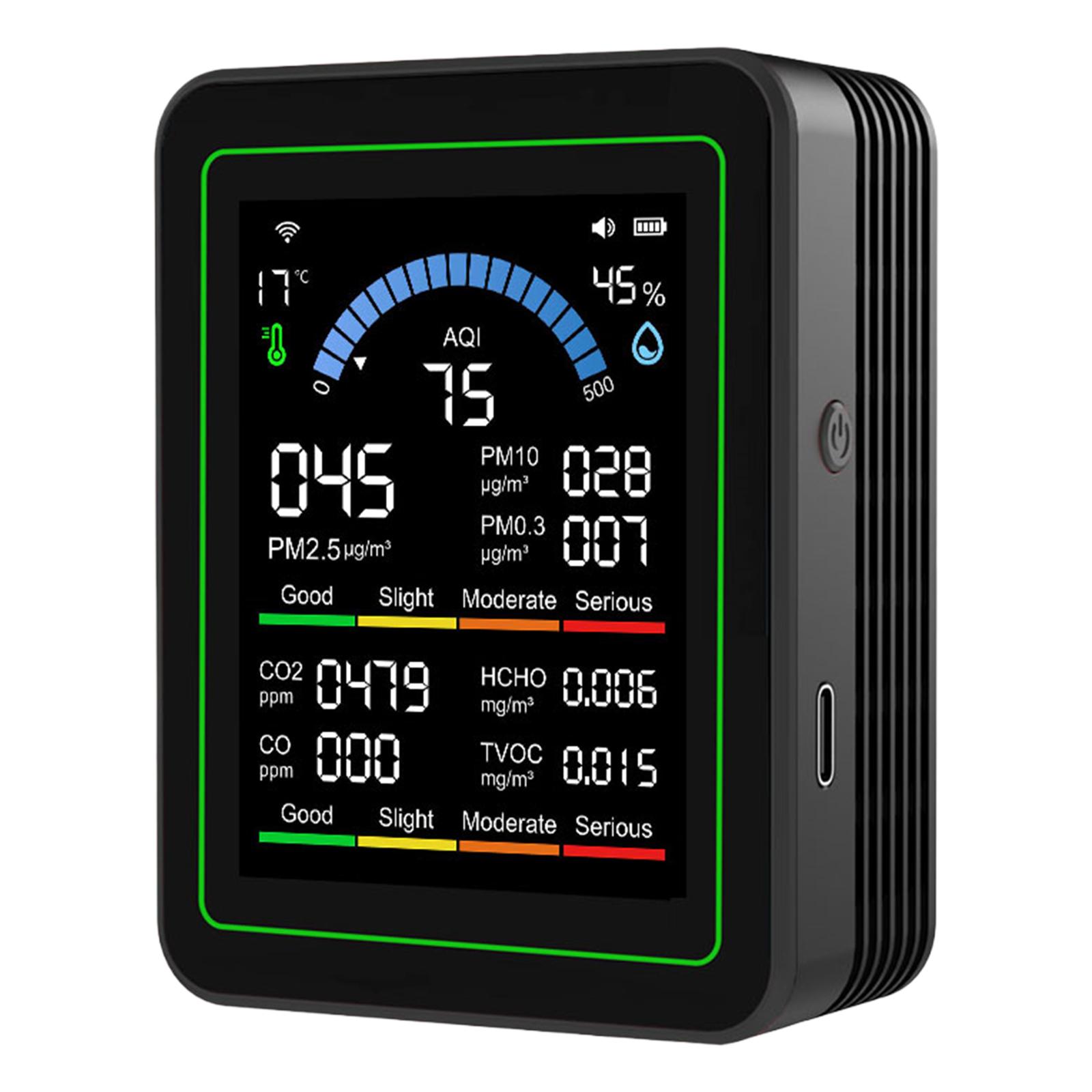 10-в-1 Монітор якості повітря в приміщенні для PM2.5 PM10 CO AQI CO2 TVOC HCHO Темп з WiFi Сповіщеннями в додатку для дому Автомобілів Рослин Домашніх тварин чорний
10-в-1 Монітор якості повітря в приміщенні для PM2.5 PM10 CO AQI CO2 TVOC HCHO Темп з WiFi Сповіщеннями в додатку для дому Автомобілів Рослин Домашніх тварин чорний