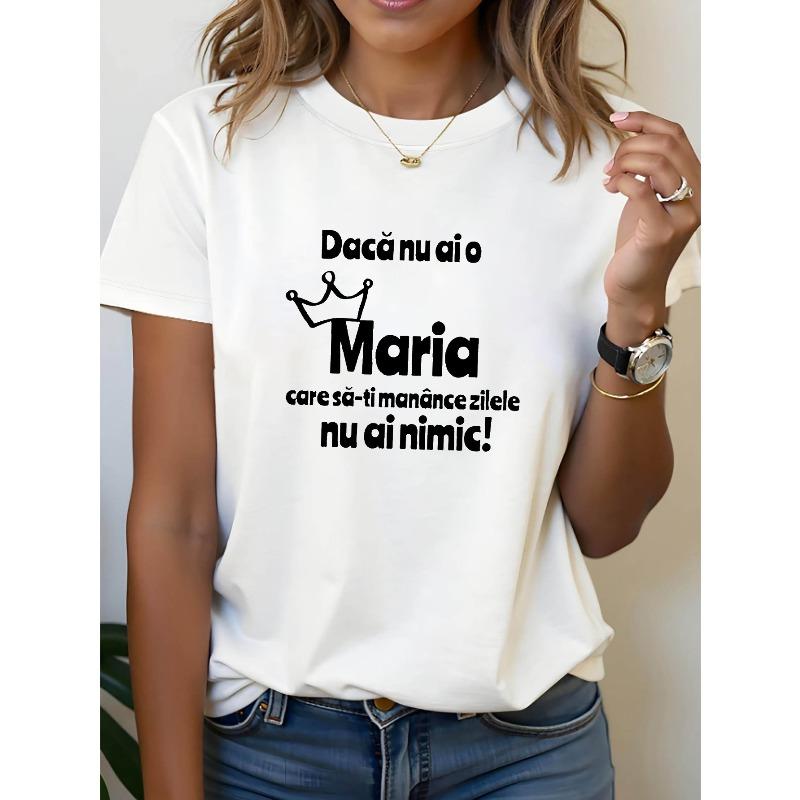 Romanian Maria Quote Letter Print T-shirt, Short Sleeve Crew Neck Casual Top for Summer & Spring, Women s Clothing S белый
Romanian Maria Quote Letter Print T-shirt, Short Sleeve Crew Neck Casual Top for Summer & Spring, Women s Clothing S белый