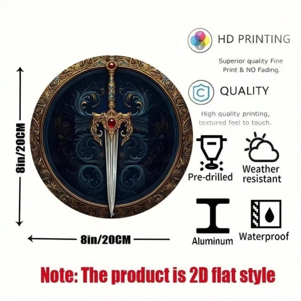 Fantasy Sword Metal Wall Art Round Aluminum Sign Home Decor 20x20 різнокольоровий
Fantasy Sword Metal Wall Art Round Aluminum Sign Home Decor 20x20 різнокольоровий