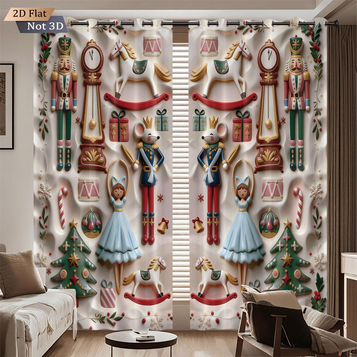 Set Of 2 Imitation Relief Christmas Print Perforated Curtains Multi Size Living Room Bedroom Insulation Decorationeasy Installation Curtain Polyester W100*H70(CM)-Hooks&2PCS
Set Of 2 Imitation Relief Christmas Print Perforated Curtains Multi Size Living Room Bedroom Insulation Decorationeasy Installation Curtain Polyester W100*H70(CM)-Hooks&2PCS