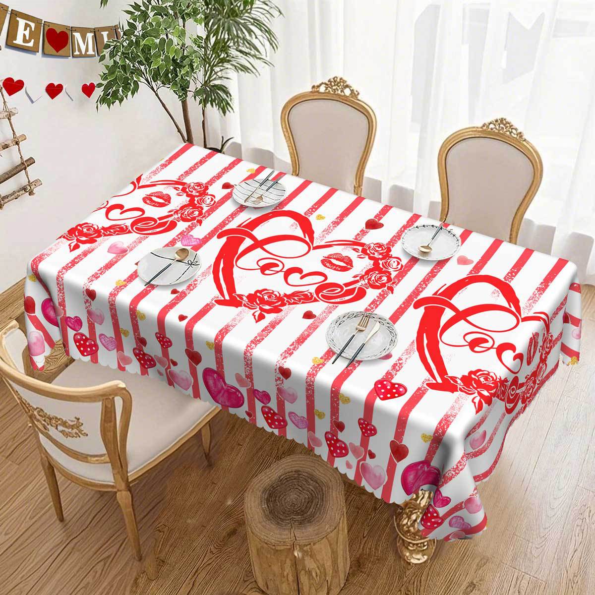 Valentine S Day Love Rose Round/Rectangular Tablecloth, Red Striped Dining Table Cloth, Waterproof Leave-In Coffee Table Cover Round tablecloth-152x152cm
Valentine S Day Love Rose Round/Rectangular Tablecloth, Red Striped Dining Table Cloth, Waterproof Leave-In Coffee Table Cover Round tablecloth-152x152cm
