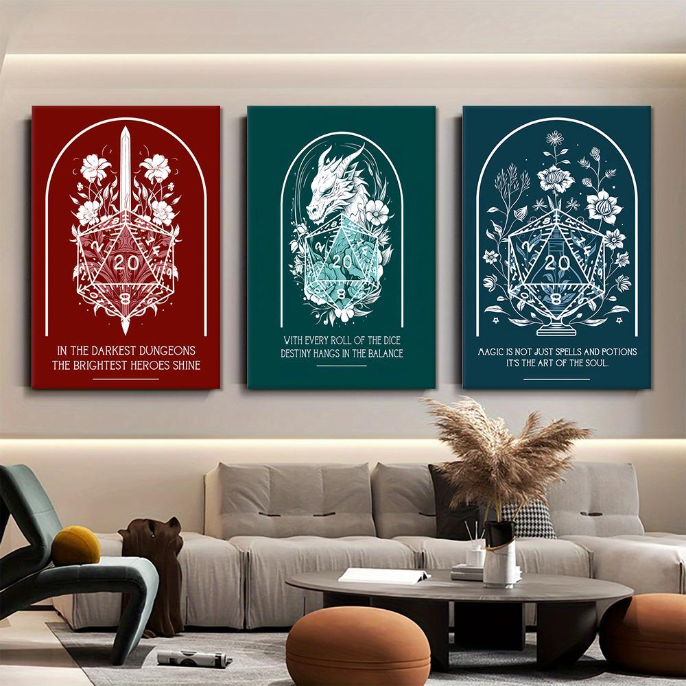 3PC, DND themed canvas decoration, dragon and dungeon, 20 dice and sword patterns, inspirational quotes, home decoration, game p (as the picture,20x30cm No Frame)
3PC, DND themed canvas decoration, dragon and dungeon, 20 dice and sword patterns, inspirational quotes, home decoration, game p (as the picture,20x30cm No Frame)
