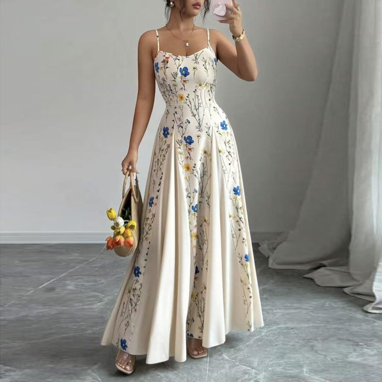 Women s Sleeveless Floral Print Spaghetti Strap Dress with Fitted Waist and Flowing Long Skirt for Casual or Daily Wear M
Women s Sleeveless Floral Print Spaghetti Strap Dress with Fitted Waist and Flowing Long Skirt for Casual or Daily Wear M