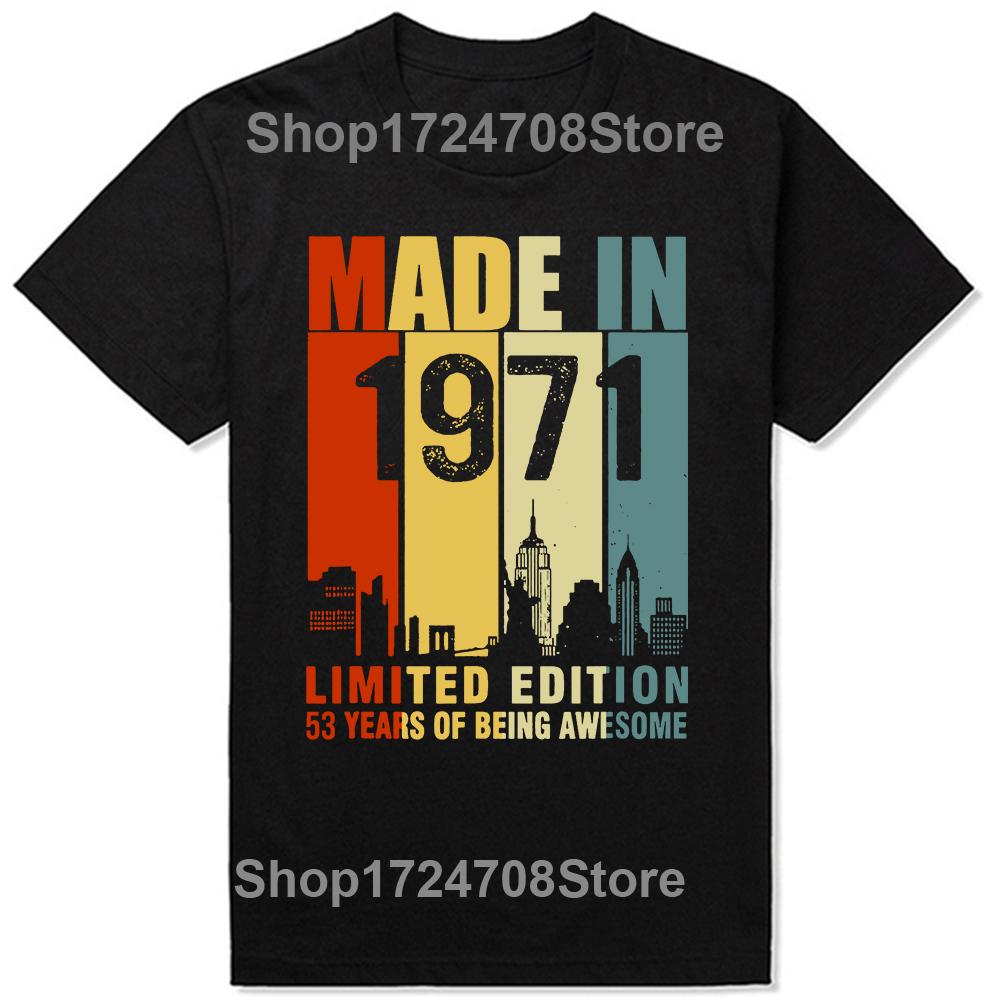 Зроблено в 1971 році Лімітована серія 53 роки бути крутим Футболки Графічний вуличний одяг З коротким рукавом Подарунки на день народження Футболка Чоловіча 4XL
Зроблено в 1971 році Лімітована серія 53 роки бути крутим Футболки Графічний вуличний одяг З коротким рукавом Подарунки на день народження Футболка Чоловіча 4XL