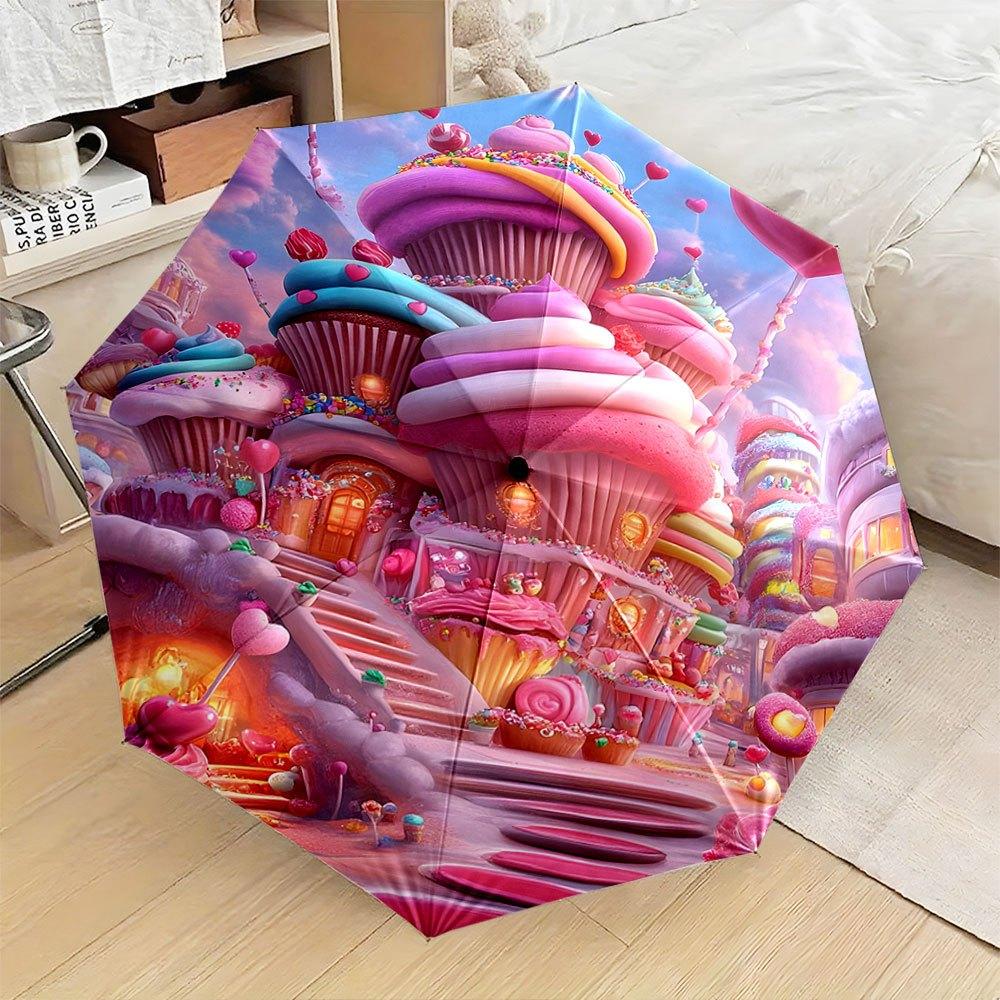 Automatic Folding Umbrella Colorful cupcake-shaped houses in a candy-themed village. Portable collapsible design, casual outdo
Automatic Folding Umbrella Colorful cupcake-shaped houses in a candy-themed village. Portable collapsible design, casual outdo