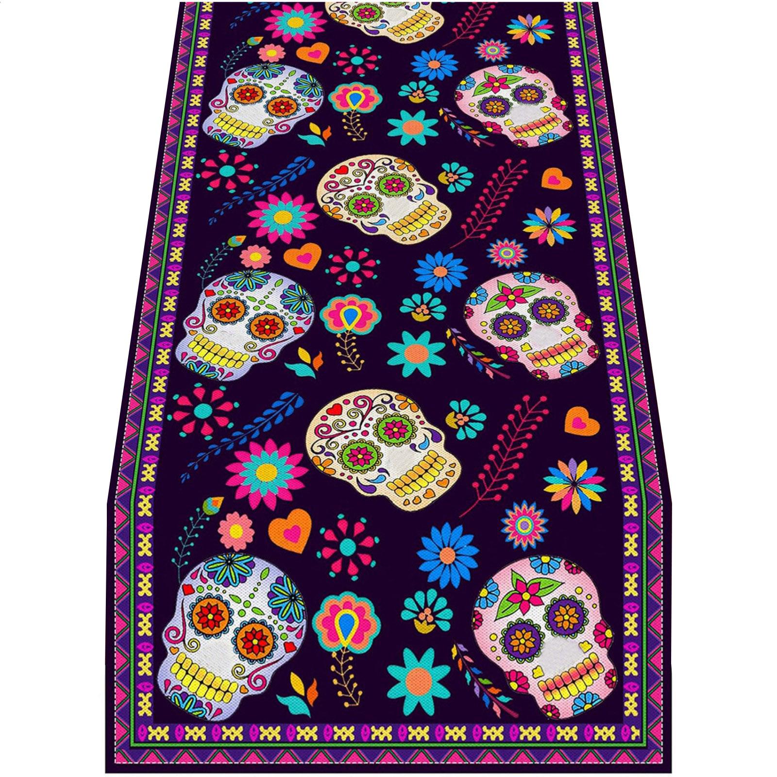 Day of the Dead Table Runner with Skull and Floral Pattern Ethnic Design Decorative Table Flag 33x228cm Festive Table Linen One Size
Day of the Dead Table Runner with Skull and Floral Pattern Ethnic Design Decorative Table Flag 33x228cm Festive Table Linen One Size