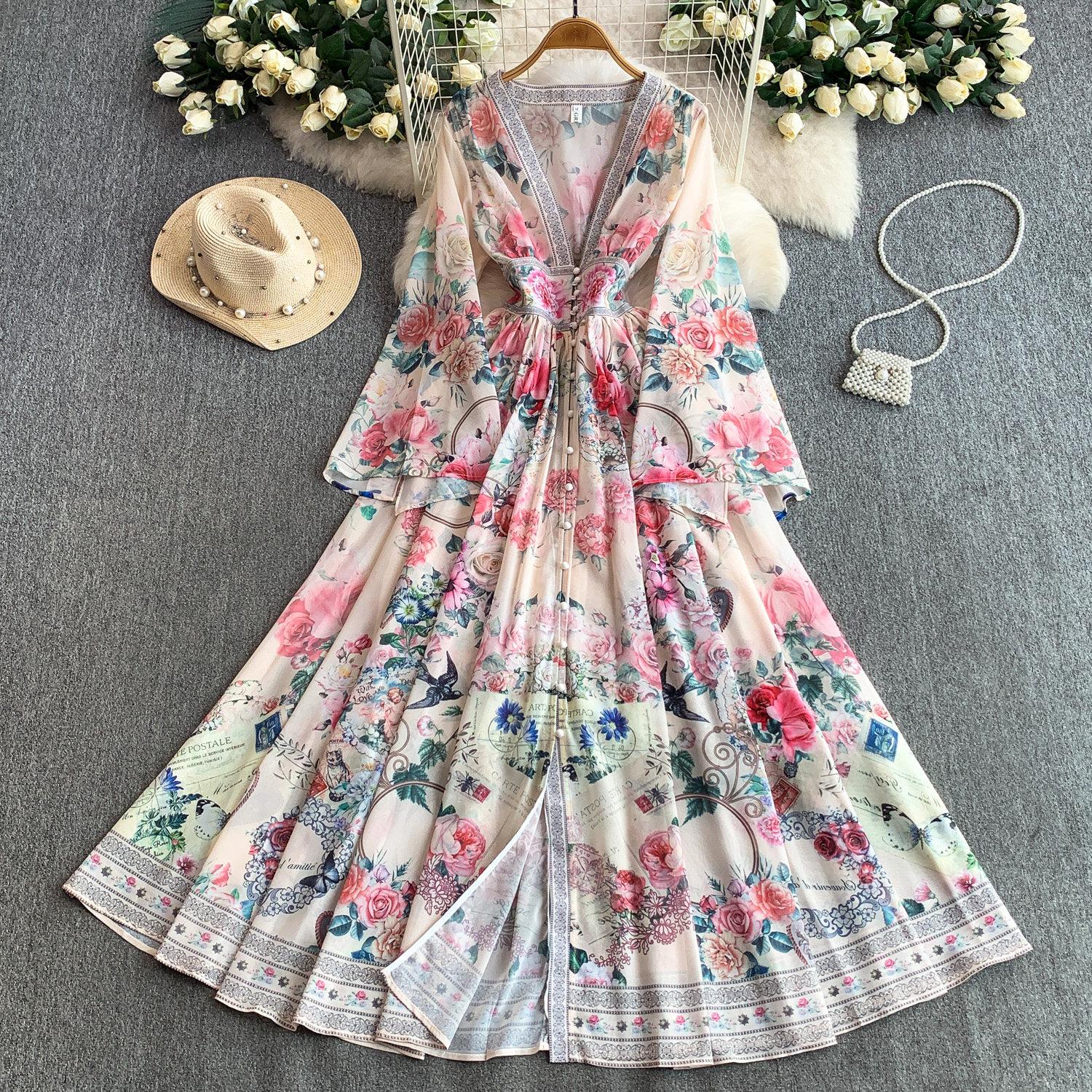 2026 New Bohemian Floral Printed Women Dresses Sexy Deep V-Neck High Elastic Waist Long Dress Fashion Summer Beach Holiday Robe S розовый
2026 New Bohemian Floral Printed Women Dresses Sexy Deep V-Neck High Elastic Waist Long Dress Fashion Summer Beach Holiday Robe S розовый
