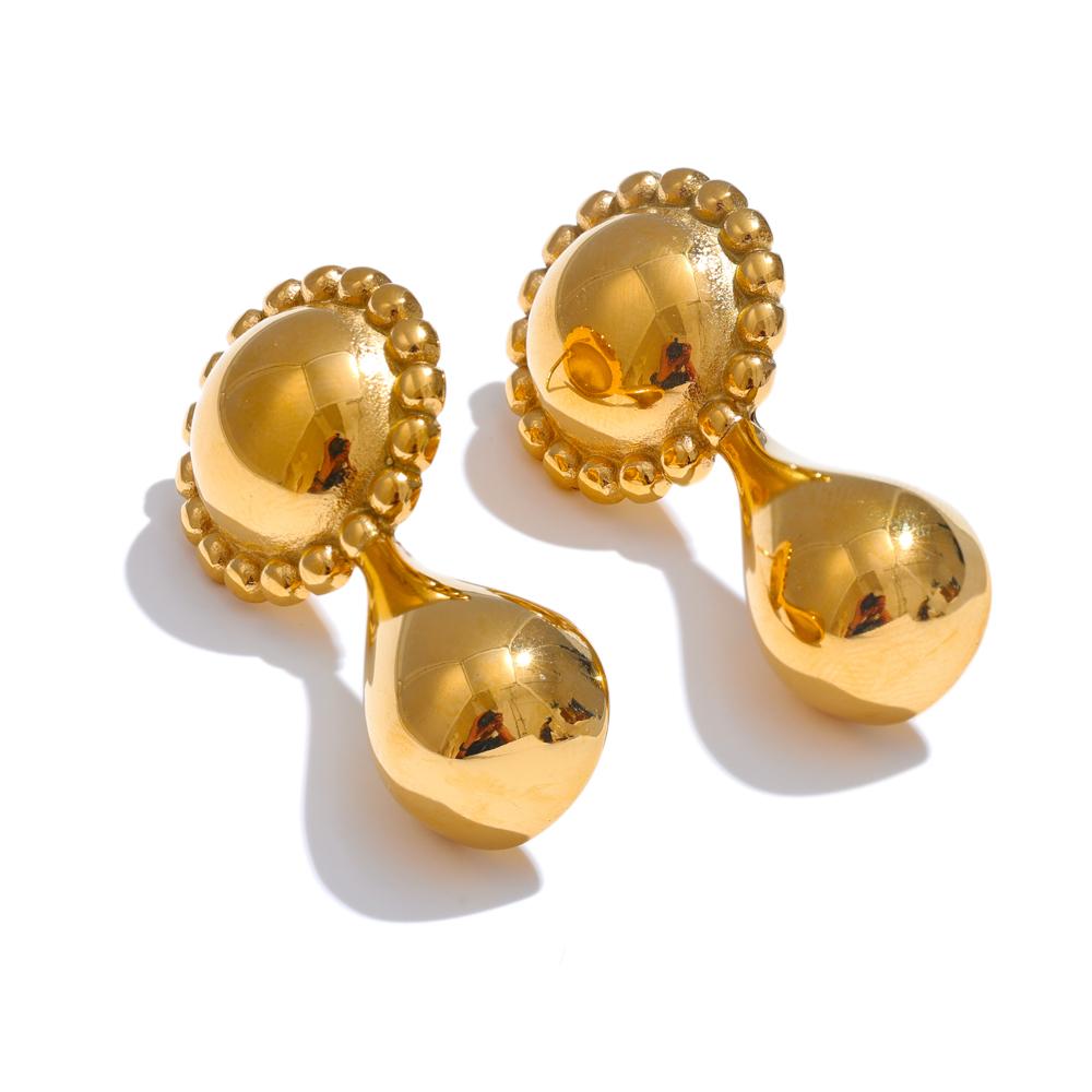 Yhpup Stainless Steel Water Drop Metal Stud Earrings 18K Gold Color PVD Plated Water Resistant Fashion Jewelry Accessories
Yhpup Stainless Steel Water Drop Metal Stud Earrings 18K Gold Color PVD Plated Water Resistant Fashion Jewelry Accessories
