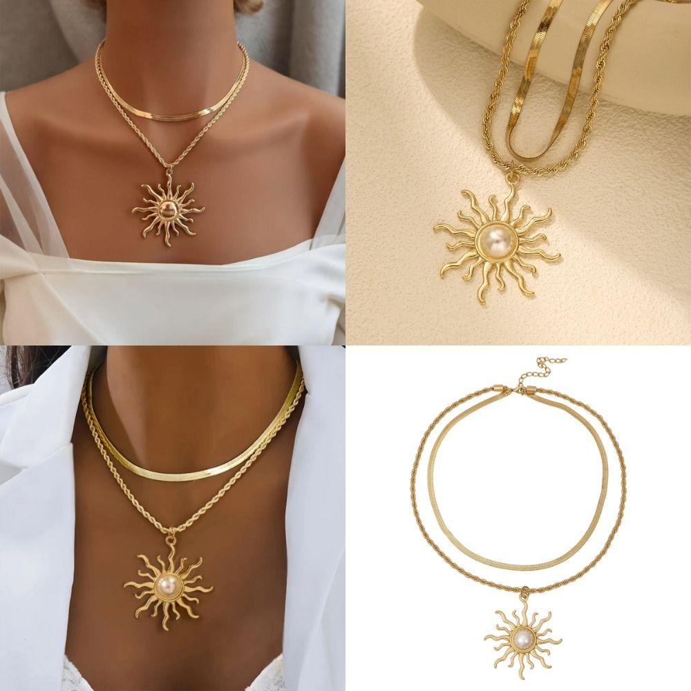 2 Pcs/Set Fashion Sunflower Pendant Necklace European American Style Collarbone Jewelry for Women
2 Pcs/Set Fashion Sunflower Pendant Necklace European American Style Collarbone Jewelry for Women