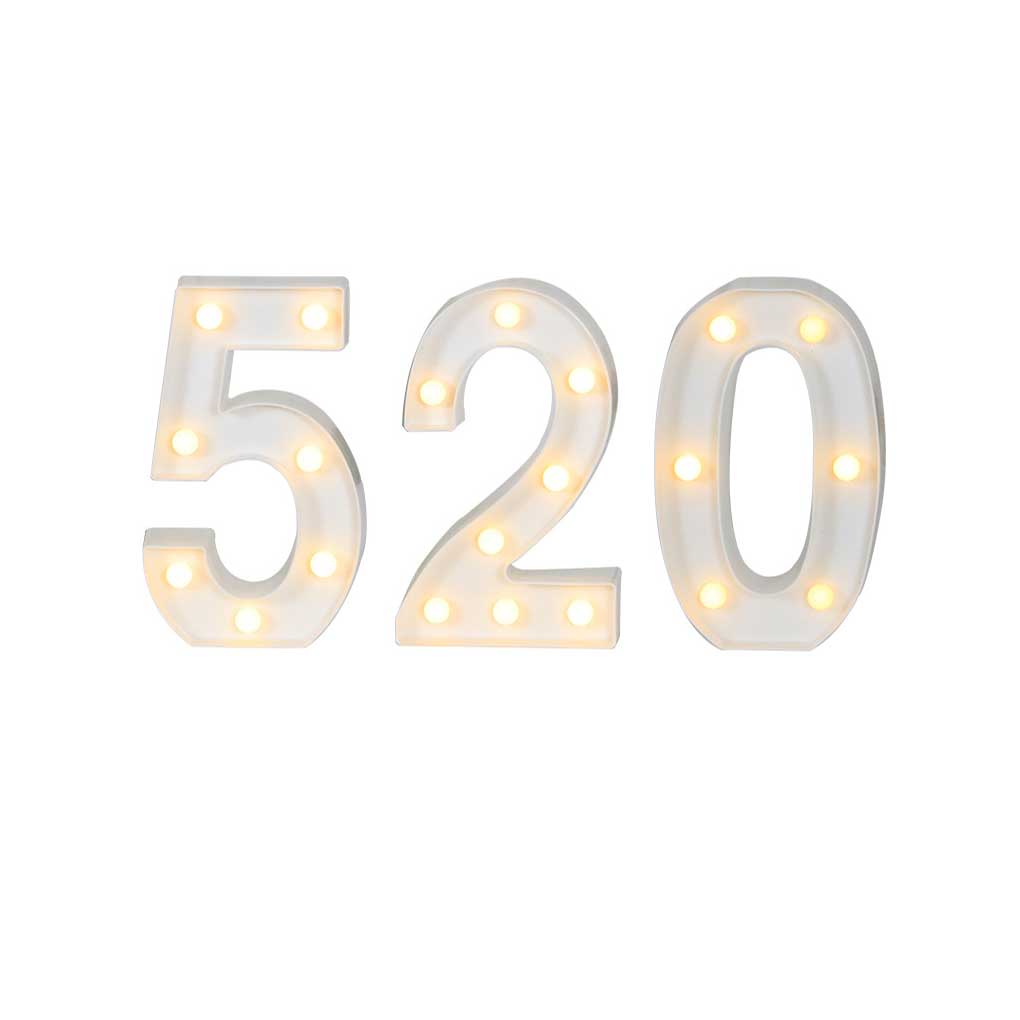 Wedding Ceremony Anniversary Number Shaped Light Portable Battery Operated Numeral Lamp Home Office Hotel Party Decoration number 520
Wedding Ceremony Anniversary Number Shaped Light Portable Battery Operated Numeral Lamp Home Office Hotel Party Decoration number 520