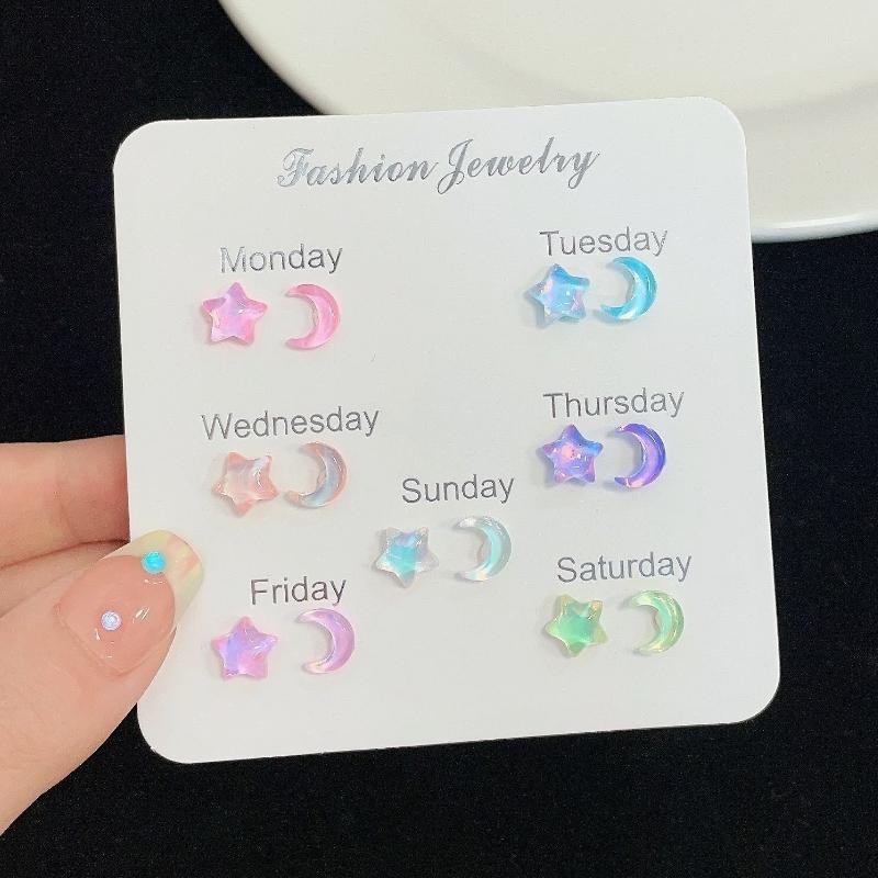 6Pairs/Set Colorful Laser Heart Stud Earrings Set for Woman Geometric Round Square Butterfly Korean Fashion Mini Earring Jewelry Stars Moon
6Pairs/Set Colorful Laser Heart Stud Earrings Set for Woman Geometric Round Square Butterfly Korean Fashion Mini Earring Jewelry Stars Moon