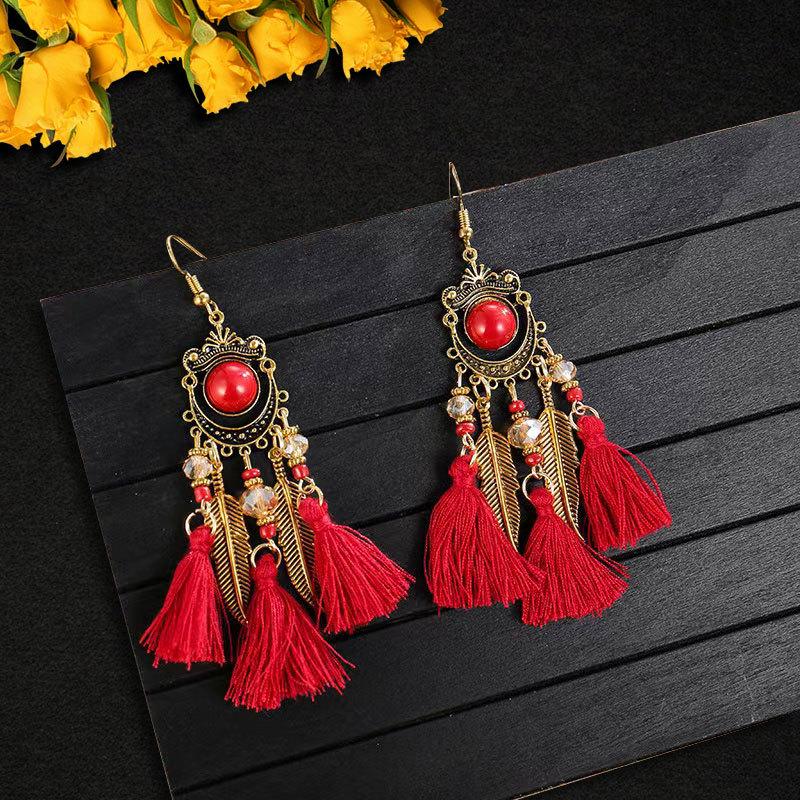 Ethnic-style EarringsHigh-end Diamond-encrusted Earrings Long Tassel Earrings Travel Photography Accessories H3699-5
Ethnic-style EarringsHigh-end Diamond-encrusted Earrings Long Tassel Earrings Travel Photography Accessories H3699-5