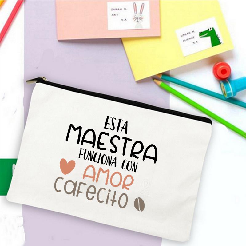 School Stationery Supplies Storage Bags Rainbow Teacher Spanish Printed Teacher Pencil Cases Travel Wash Pouch Gifts Makeup Bag
School Stationery Supplies Storage Bags Rainbow Teacher Spanish Printed Teacher Pencil Cases Travel Wash Pouch Gifts Makeup Bag