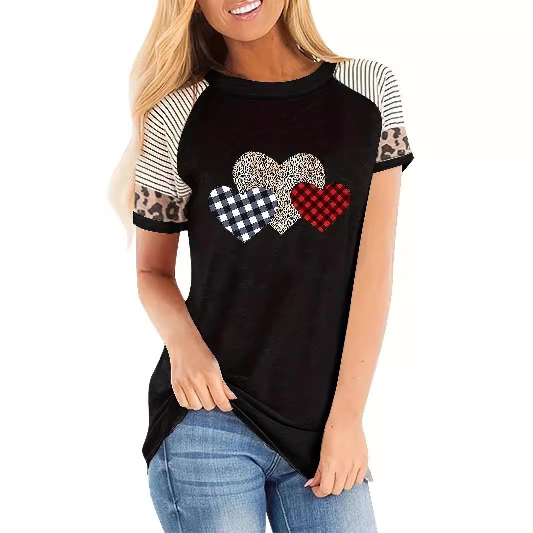 New Women s Clothing Valentine s Day New Short Sleeve Splicing Hot Sale Casual T-Shirt Crew Neck Loose Top S чорний
New Women s Clothing Valentine s Day New Short Sleeve Splicing Hot Sale Casual T-Shirt Crew Neck Loose Top S чорний