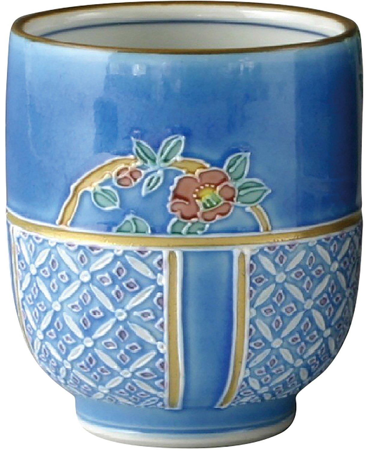 Кё-яки, Киёмидзу-яки, Сёхо-гама, маленькая чайная чашка с узором из цветов и кругов в технике перегородчатой эмали, UCS620-02