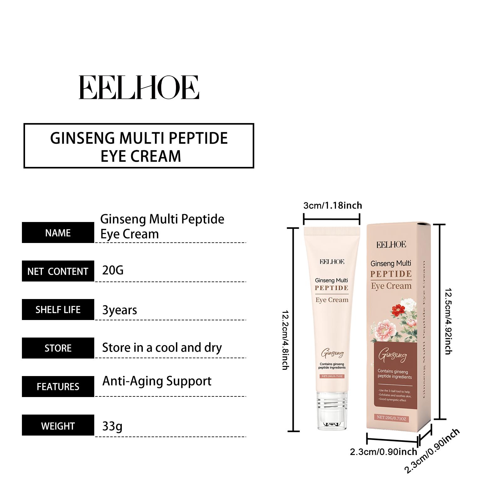 Ginseng Peptide Roller Eye Cream, Moisturizes Face & Eye Area, Reduces Fine Lines & Dullness, Hydrates, Softens Skin 20g
Ginseng Peptide Roller Eye Cream, Moisturizes Face & Eye Area, Reduces Fine Lines & Dullness, Hydrates, Softens Skin 20g