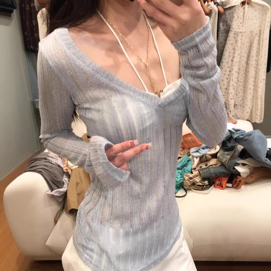 Korean-Style Sheer Knit Cutout Cardigan for Women - Spring/Summer Long Sleeve Sunscreen Top Extra Large
Korean-Style Sheer Knit Cutout Cardigan for Women - Spring/Summer Long Sleeve Sunscreen Top Extra Large