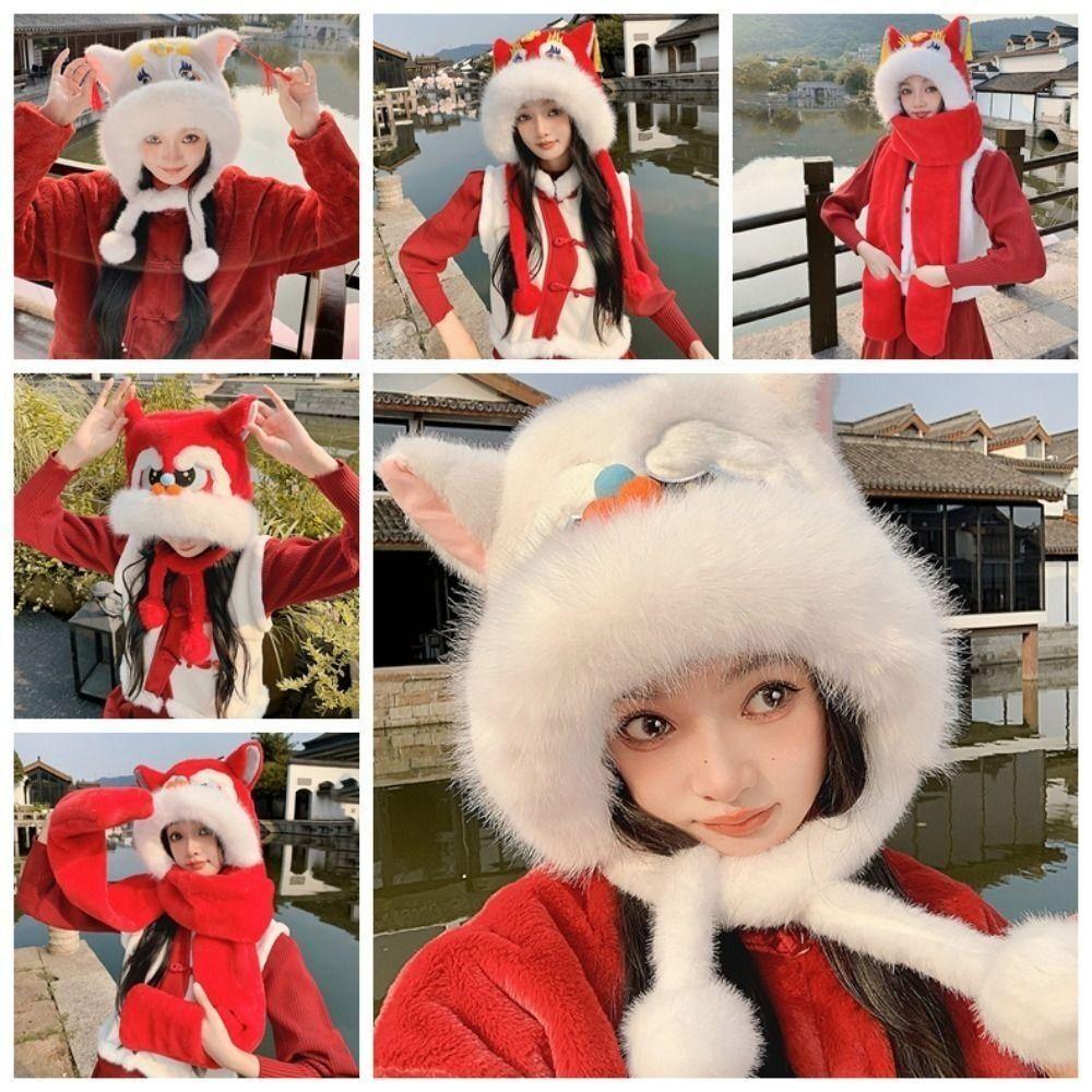 Plush Ear Protection Cap Windproof Integrated Cap Scarf Gloves New Winter Scarf Winter Red Tiger Cap
Plush Ear Protection Cap Windproof Integrated Cap Scarf Gloves New Winter Scarf Winter Red Tiger Cap