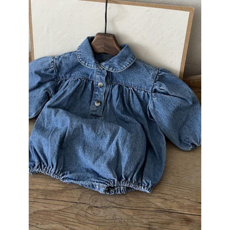 Ins Korean Style Baby Spring Clothing New Model, Stylish and Cute Denim Romper with Turn-Down Collar and Puff Sleeves for Baby Girls Dark Blue Cow 70cm
Ins Korean Style Baby Spring Clothing New Model, Stylish and Cute Denim Romper with Turn-Down Collar and Puff Sleeves for Baby Girls Dark Blue Cow 70cm