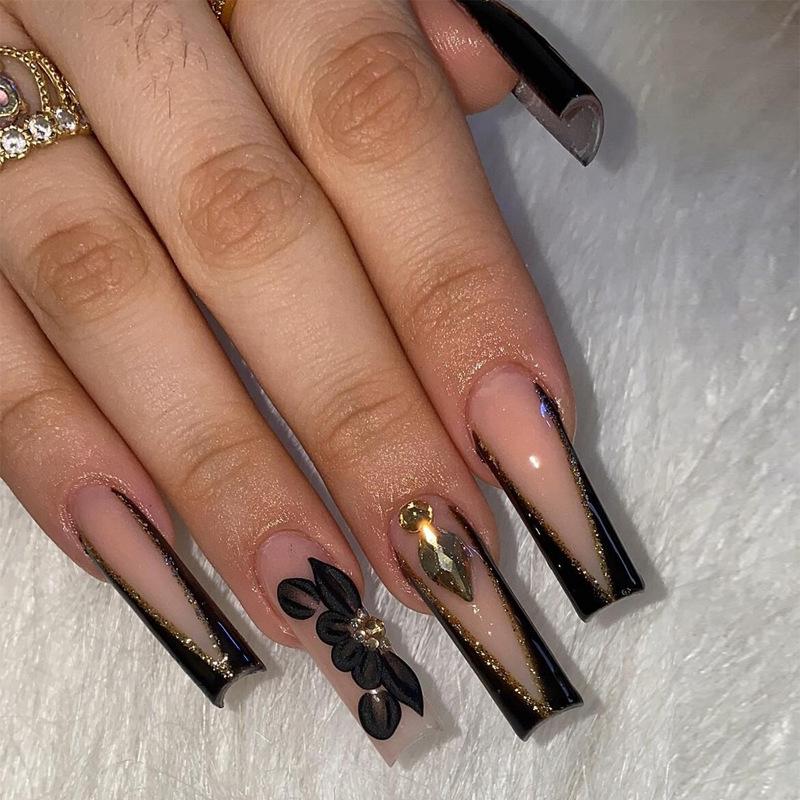 Long Black Bow French Manicure Nail Pieces - High-End Spicy Girl Nail Stickers Glue Version
Long Black Bow French Manicure Nail Pieces - High-End Spicy Girl Nail Stickers Glue Version