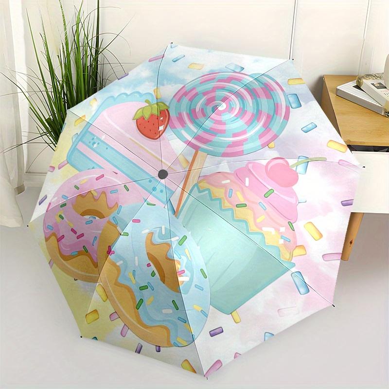 Dessert Automatic Folding Umbrella Simple 8 Rib Design, Bright Cartoon Pattern, Durable Iron Frame, Suitable For Travel, Outdoor, Beach Cu
Dessert Automatic Folding Umbrella Simple 8 Rib Design, Bright Cartoon Pattern, Durable Iron Frame, Suitable For Travel, Outdoor, Beach Cu