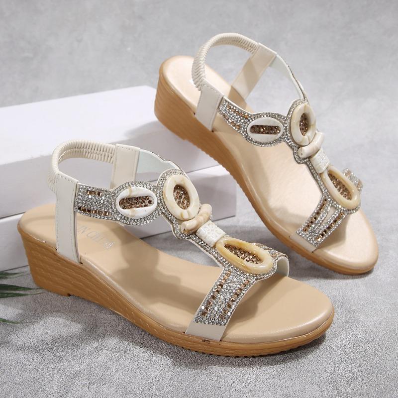 Wedge heel foot sandals women s summer new rhinestone bohemian fish mouth open-toed elastic sandals 42 золотой
Wedge heel foot sandals women s summer new rhinestone bohemian fish mouth open-toed elastic sandals 42 золотой