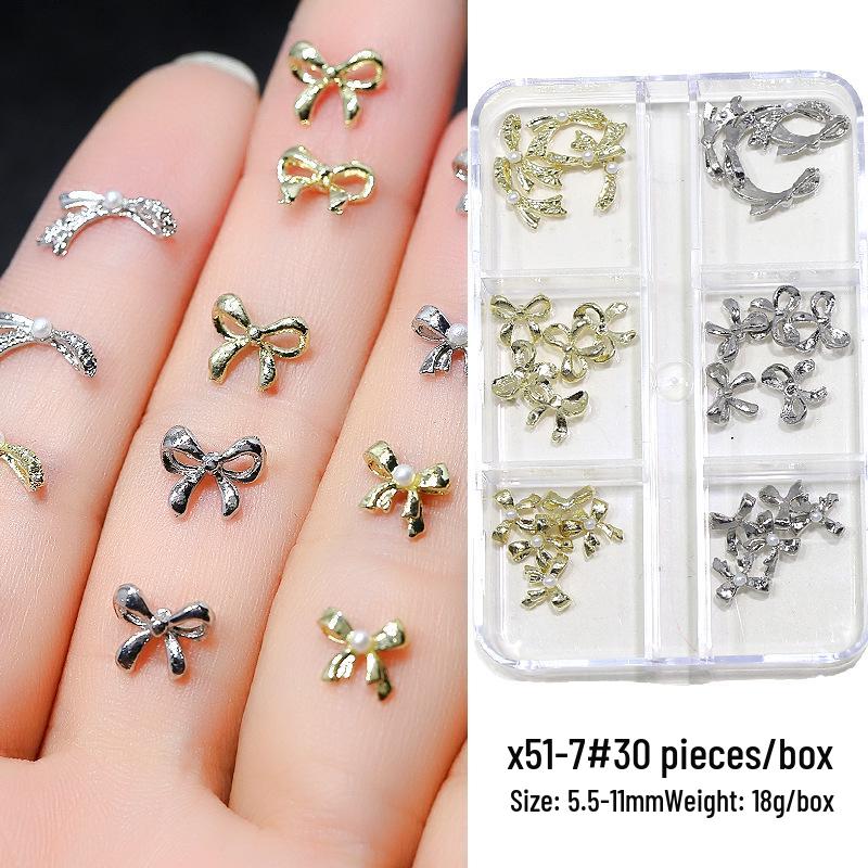 6-Grid Boxed Nail Art Decor: Alloy Bowknot & 3D Ribbon Nail Accessories with Diamond Accents
6-Grid Boxed Nail Art Decor: Alloy Bowknot & 3D Ribbon Nail Accessories with Diamond Accents