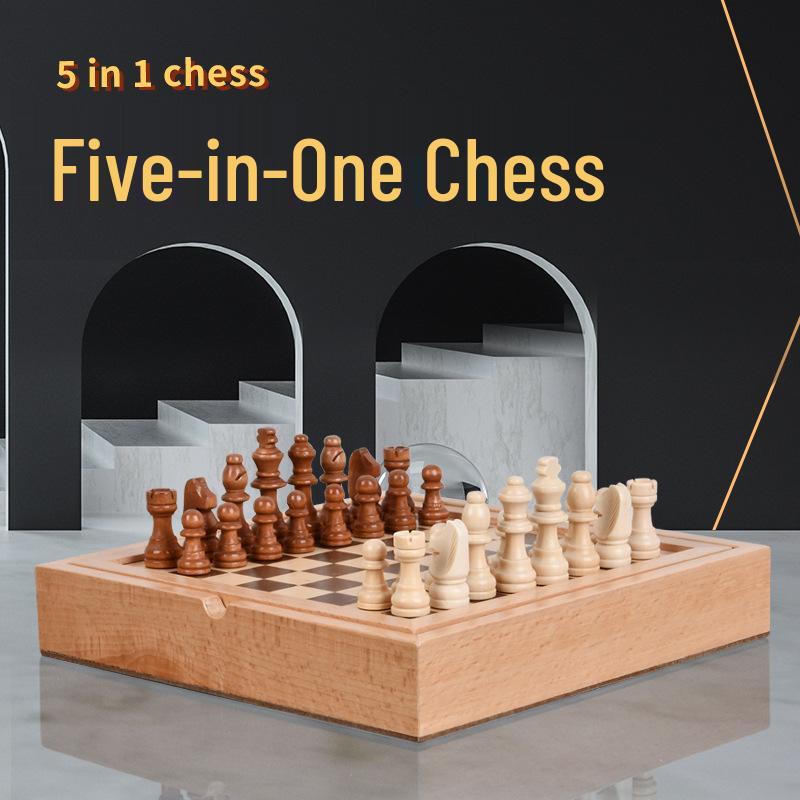 5-in-1 Beech Wood Game Set: Chess, Nine Men s Morris, Dominoes, Checkers & Wood Veneer Chessboard 24x24x4.3 cm
5-in-1 Beech Wood Game Set: Chess, Nine Men s Morris, Dominoes, Checkers & Wood Veneer Chessboard 24x24x4.3 cm