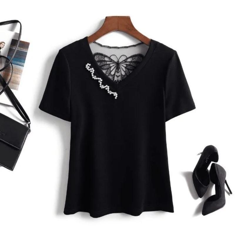 T-shirt Women Versatile Summer Casual Large Size Loose V Neck Pullover Short-sleeved Tops XXXXL чорний
T-shirt Women Versatile Summer Casual Large Size Loose V Neck Pullover Short-sleeved Tops XXXXL чорний