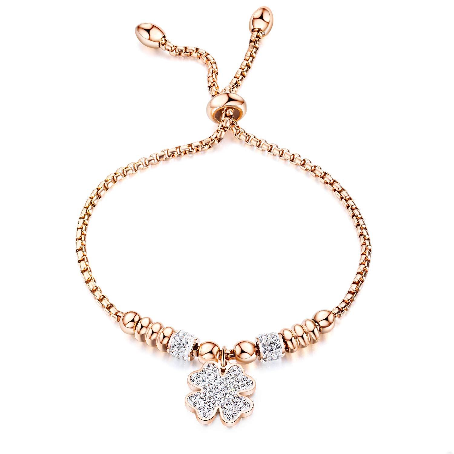 Браслет AIKS Four Leaf Clover Lucky з нержавіючої сталі, рожевого золота, 18-каратного цирконію, CZ, діамантовий браслет, розкішний розмір, регульовані браслети Модний ювілей
Браслет AIKS Four Leaf Clover Lucky з нержавіючої сталі, рожевого золота, 18-каратного цирконію, CZ, діамантовий браслет, розкішний розмір, регульовані браслети Модний ювілей