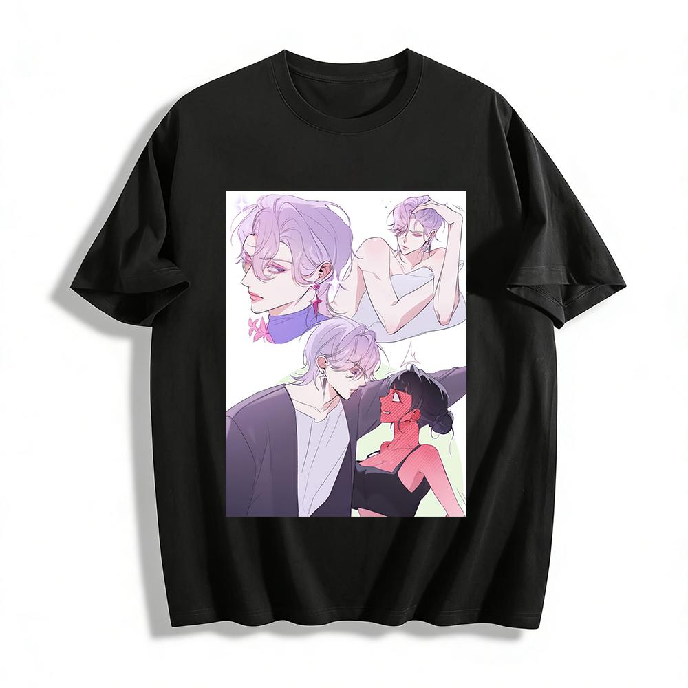 Korean Style Cool Purple Hair Handsome Guy Print T-shirt Trendy Anime Comic Style Loose Casual Top Pure cotton T-shirt XXS
Korean Style Cool Purple Hair Handsome Guy Print T-shirt Trendy Anime Comic Style Loose Casual Top Pure cotton T-shirt XXS