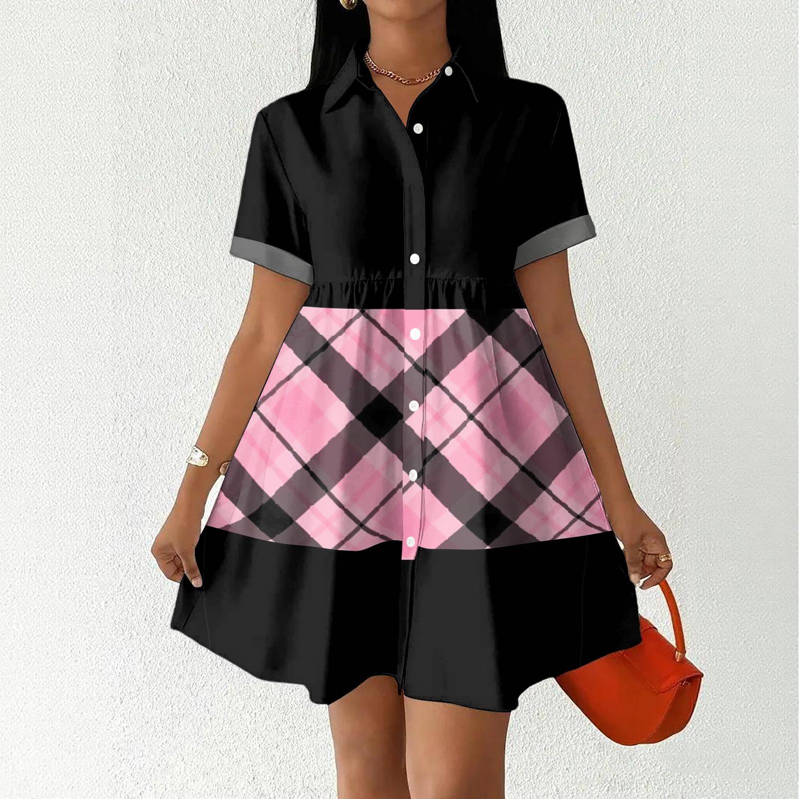 Women’s Casual Loose Fit Shirt Dress with Button Front Stand Collar Short Sleeve Patchwork Print Lightweight Design M
Women’s Casual Loose Fit Shirt Dress with Button Front Stand Collar Short Sleeve Patchwork Print Lightweight Design M