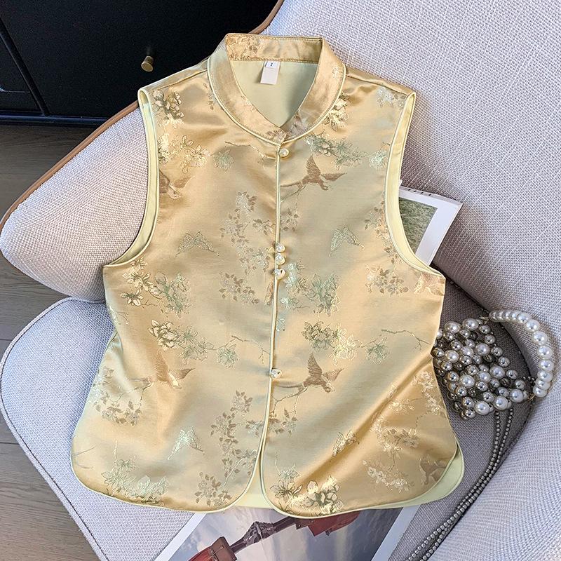 Chinese Style Embroidered Satin Jacquard Frog Button Vest - Women s Sleeveless Retro Waistcoat M
Chinese Style Embroidered Satin Jacquard Frog Button Vest - Women s Sleeveless Retro Waistcoat M