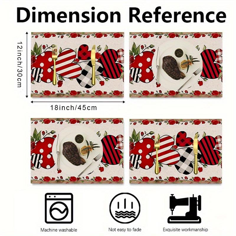 4pcs Romantic Red Rose Striped Heart Placemats, 12x18 Inch Linen Rectangular Table Mats, Machine Washable, Ideal for Home Kitchen, Dining 1pcs
4pcs Romantic Red Rose Striped Heart Placemats, 12x18 Inch Linen Rectangular Table Mats, Machine Washable, Ideal for Home Kitchen, Dining 1pcs