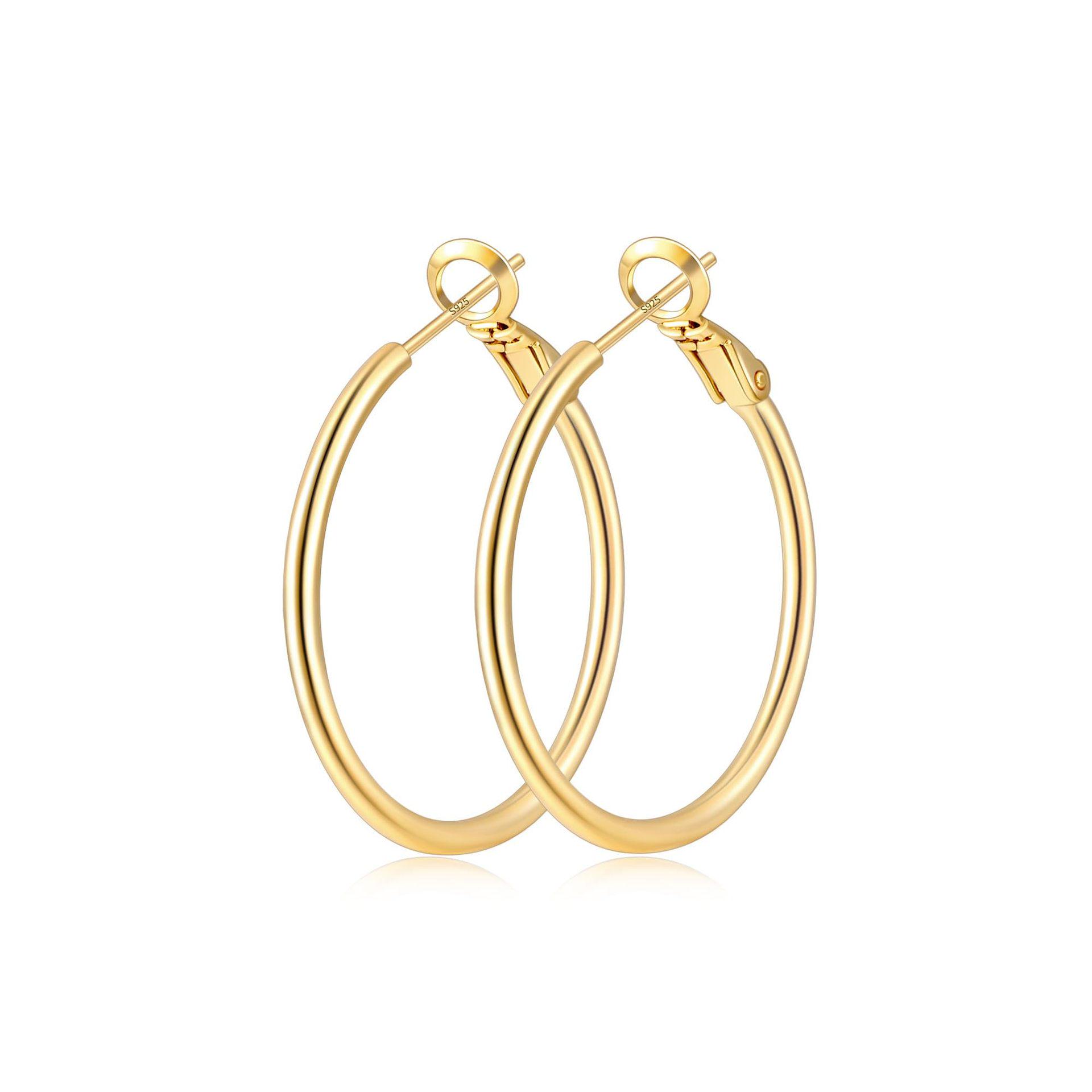14K Gold Plated Snap-Closure Hoop Earrings with 925 Silver Needle - Trendy Fine Accessories
14K Gold Plated Snap-Closure Hoop Earrings with 925 Silver Needle - Trendy Fine Accessories