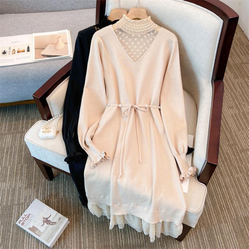 Plus Size Women s Lace Patchwork Sweater Dress - Slimming, Stylish, Mid-Length, Belly-Covering, Suitable for 200 lbs 4XL (180-200 lbs)
Plus Size Women s Lace Patchwork Sweater Dress - Slimming, Stylish, Mid-Length, Belly-Covering, Suitable for 200 lbs 4XL (180-200 lbs)