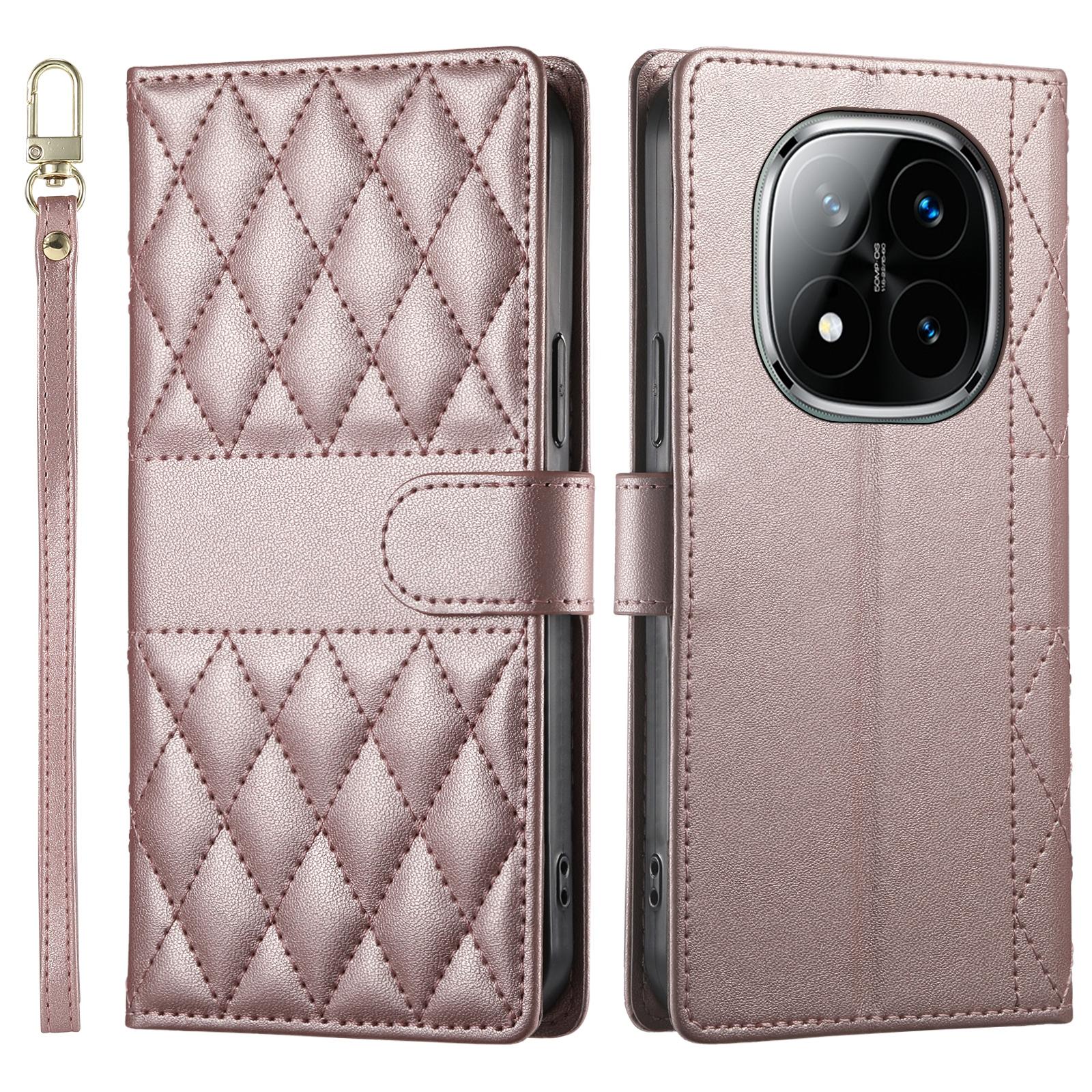 For Xiaomi Redmi Note 14 Pro+ 5G Case Rhombus Stitching Wallet Stand Leather Phone Cover with Long/Short Strap Rose Gold
For Xiaomi Redmi Note 14 Pro+ 5G Case Rhombus Stitching Wallet Stand Leather Phone Cover with Long/Short Strap Rose Gold