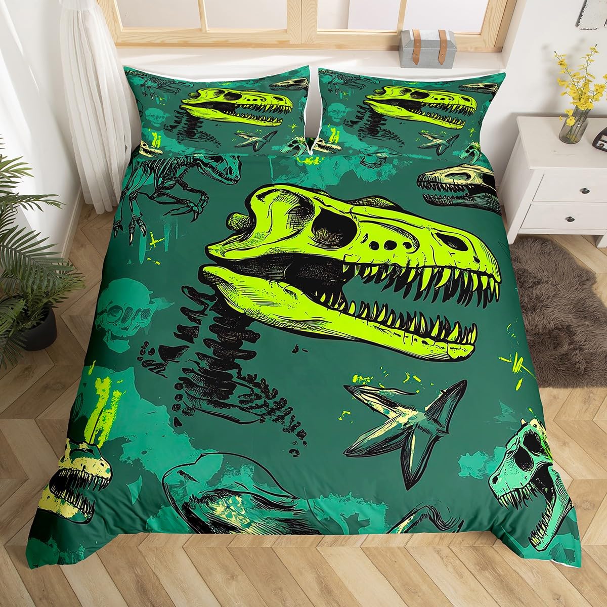 Jurassic Duvet Cover Sets Lightweight Quilt Covers Bedroom Decor Dinosaurs Illustrations Skeleton Biology Historic Bedding Sets EU Double(200*200cm)3pcs
Jurassic Duvet Cover Sets Lightweight Quilt Covers Bedroom Decor Dinosaurs Illustrations Skeleton Biology Historic Bedding Sets EU Double(200*200cm)3pcs