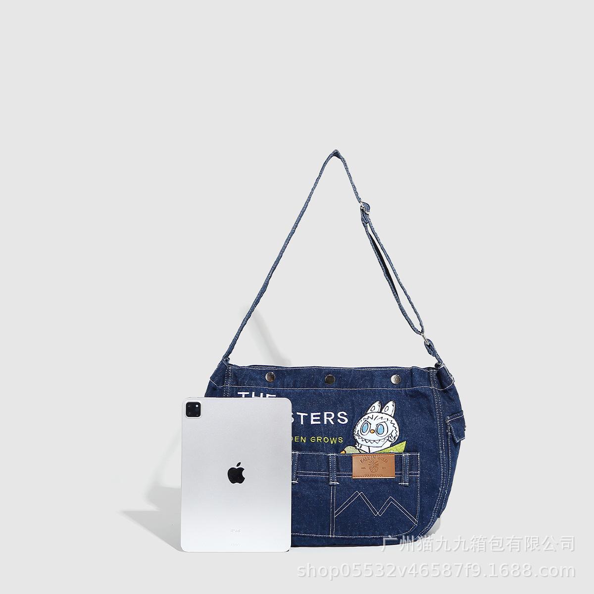 Niche Design Denim Tote Bag Shoulder Messenger Bag Cute Labub Student Bag Commuter Bag синий
Niche Design Denim Tote Bag Shoulder Messenger Bag Cute Labub Student Bag Commuter Bag синий