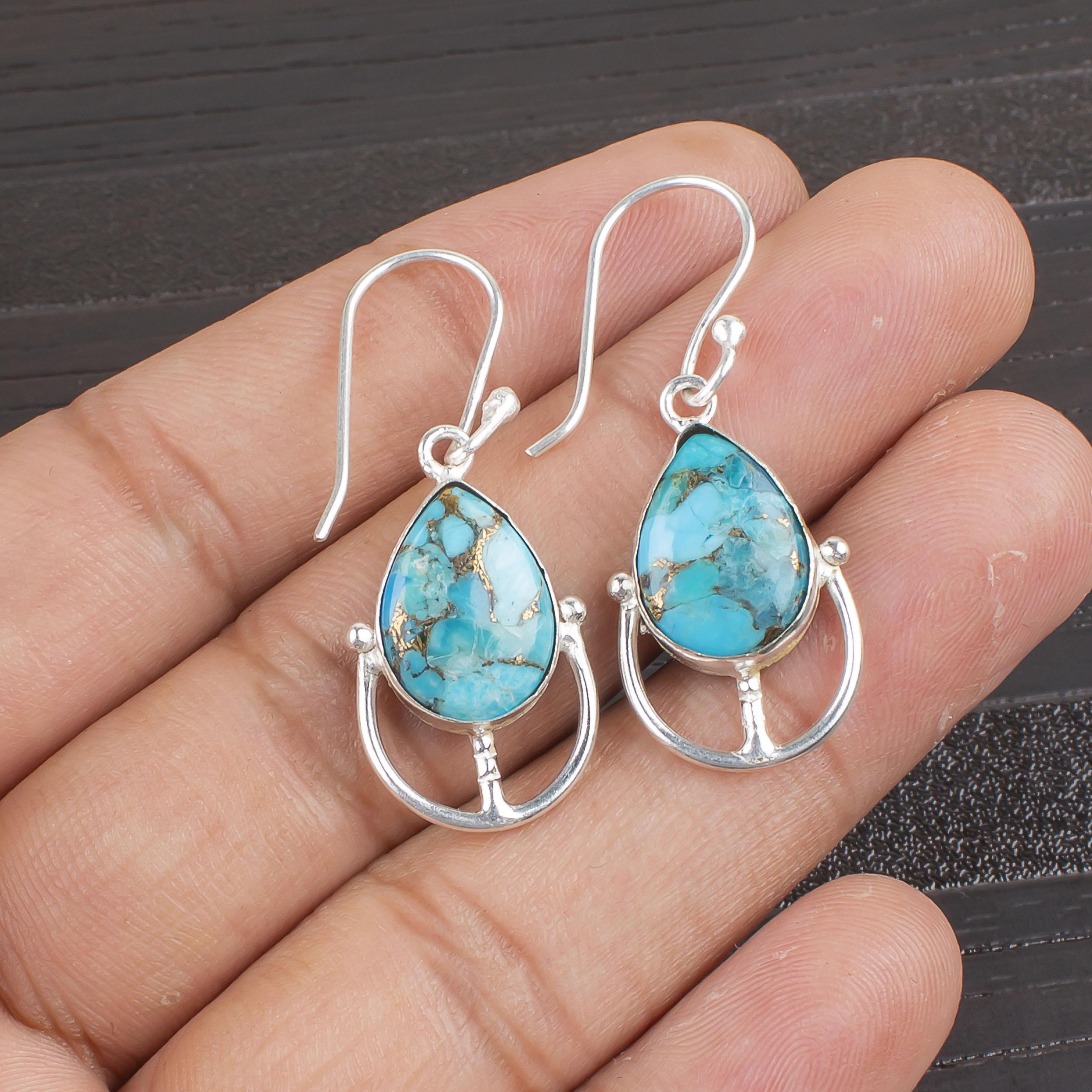 Blue Copper Turquoise Earrings, 925 Sterling Silver Jewelry, Gift For Women Handmade Earrings Gemstone Jewelry 1.60 Inches синій
Blue Copper Turquoise Earrings, 925 Sterling Silver Jewelry, Gift For Women Handmade Earrings Gemstone Jewelry 1.60 Inches синій