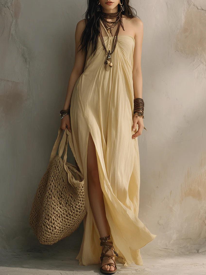 women s Boho Halter Tube Top Slit Maxi Dress Loose Casual Vacation Long Beach Dress S светло-желтого
women s Boho Halter Tube Top Slit Maxi Dress Loose Casual Vacation Long Beach Dress S светло-желтого