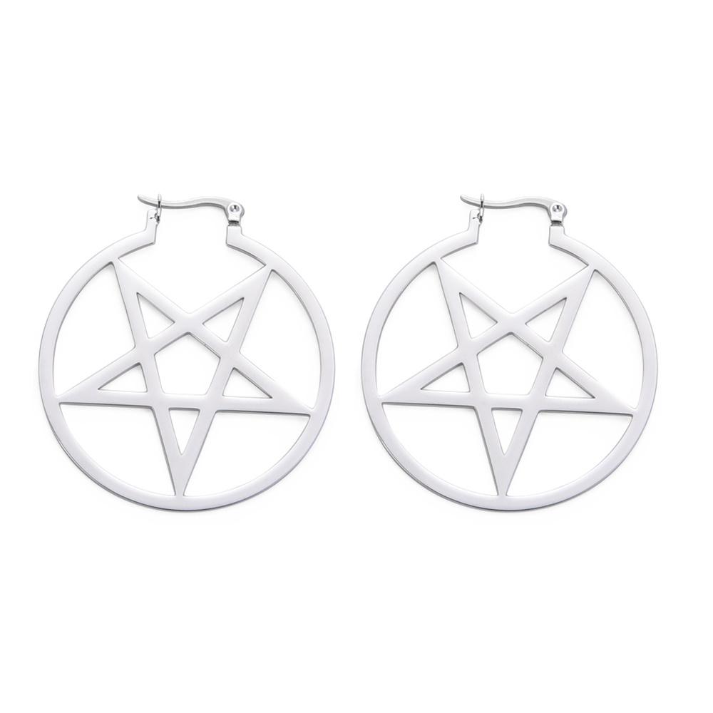 Punk Stainless Steel Satanic Pentagram Hoop Earrings Big Circle Star Drop Earrings for Women Witch Amulet Jewelry Gifts
Punk Stainless Steel Satanic Pentagram Hoop Earrings Big Circle Star Drop Earrings for Women Witch Amulet Jewelry Gifts