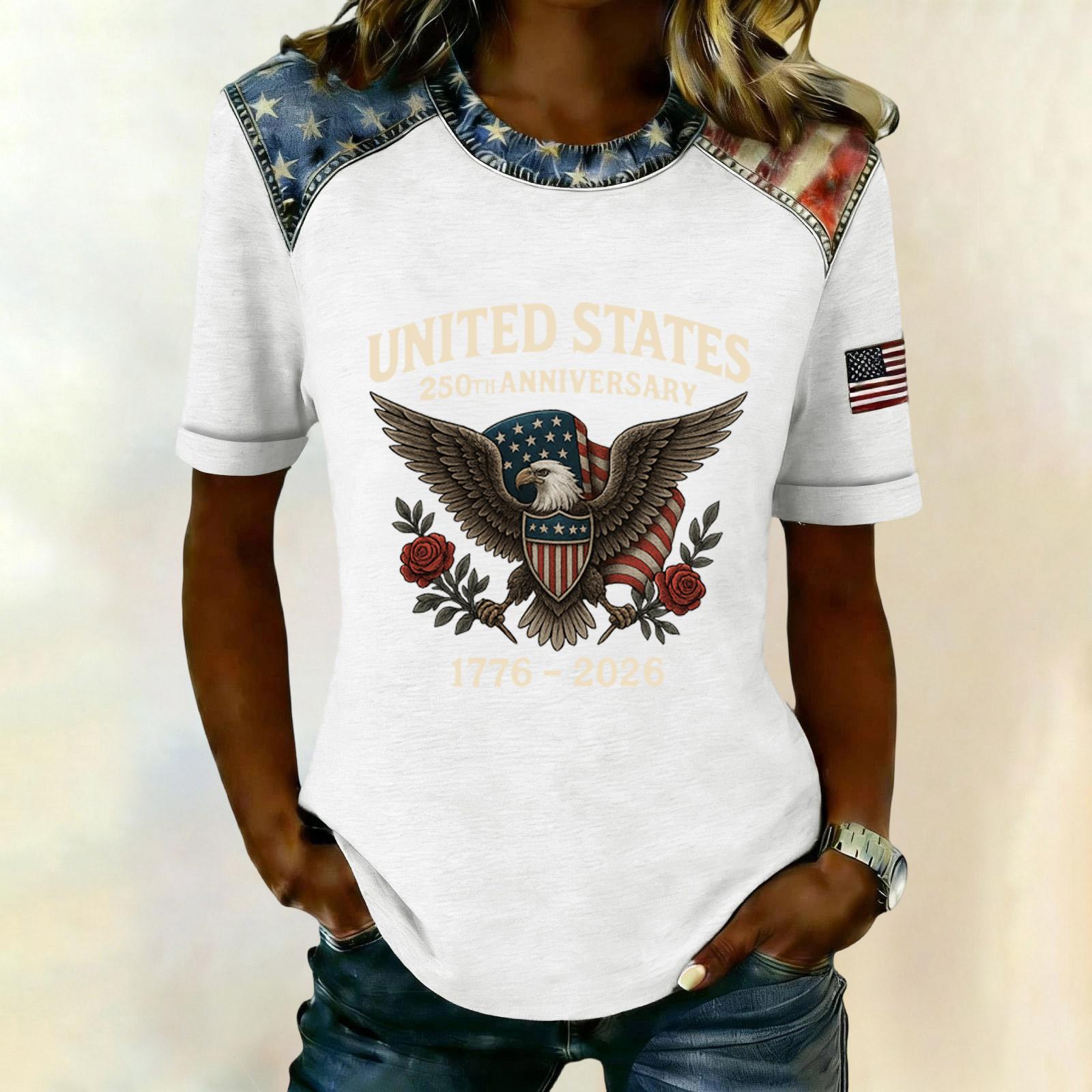 Women s Casual Short Sleeve T-Shirt United States 250th Anniversary Graphic Print Crew Neck Lightweight Top XL білий
Women s Casual Short Sleeve T-Shirt United States 250th Anniversary Graphic Print Crew Neck Lightweight Top XL білий
